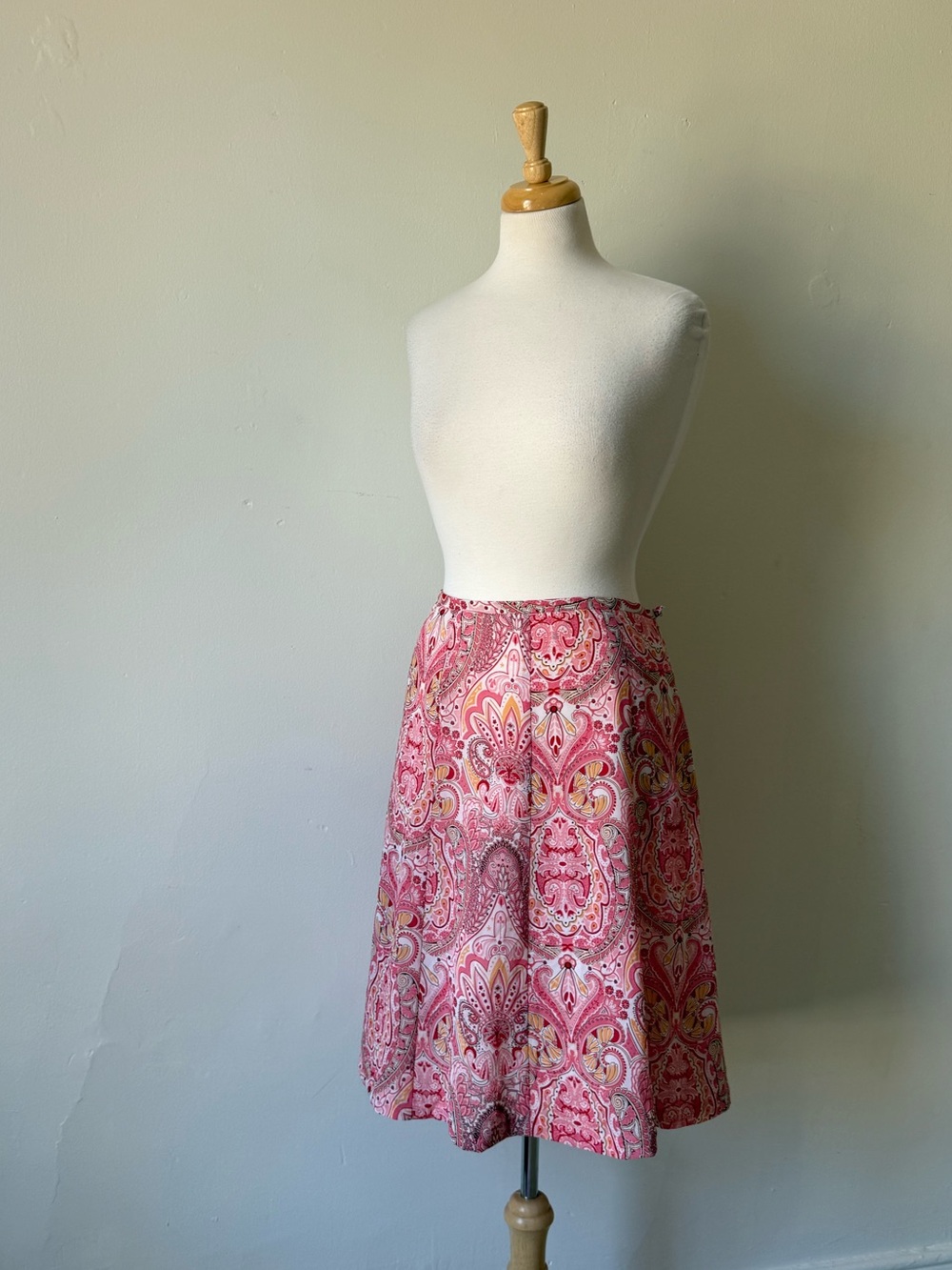 Kasper Petite Pink Paisley A-Line Midi Skirt | Preppy Y2K